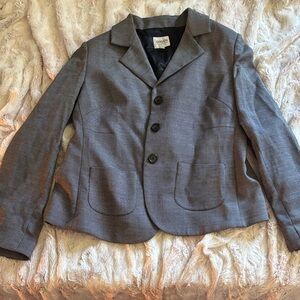Armani Collezioni Gray Textured Three-Button Blazer